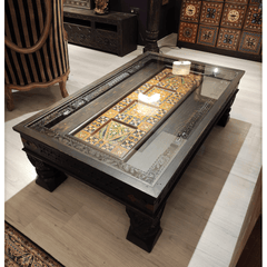Mughal Hand Painted Solid Wood Coffee Table C29