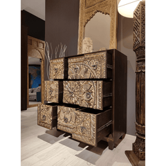 Hand Carved Solid Hard Wood Dresser Chest of Drawers D9