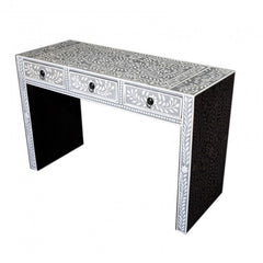 Bone Inlay Grey Floral Console Table