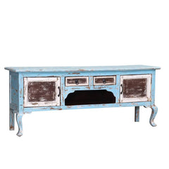 Painted French Country Solid Wood Cabriole Leg TV Unit Shabby Chic