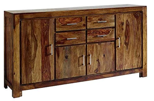 Gfine Sideboard with four doors and four drawers made of solid Sheesham wood 160x40x95Cm