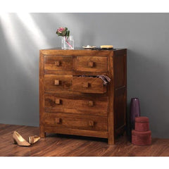 The Gileteen Handmade Mango Wood 6 Drawer Dresser Honey Finish