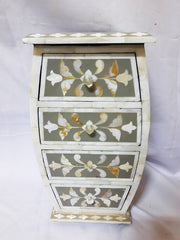 Real Bone Inlay Designer Luxury Storage Box 4 Drawers Floral