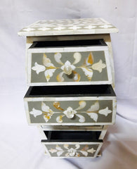 Real Bone Inlay Designer Luxury Storage Box 4 Drawers Floral