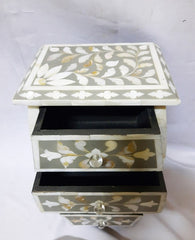 Real Bone Inlay Designer Luxury Storage Box 4 Drawers Floral