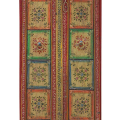 Indian Vintage Antique Hand Painted Teak Wood Door Panel 115