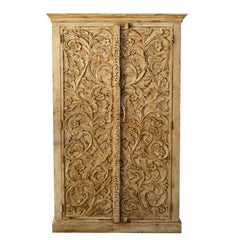 Indian Hand Carved Solid Wooden Cupboard Wardrobe D57