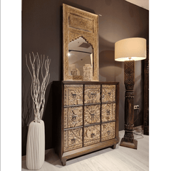 Hand Carved Solid Hard Wood Dresser Chest of Drawers D9