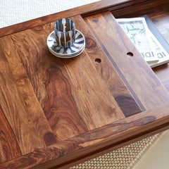 Industrial Metal and Solid Wood Coffee Table With Storage C115