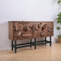 Indian Handmade Elegant Vintage Carved Sideboard
