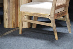 Hand Carved Solid Wood Round Dining Table Set 26