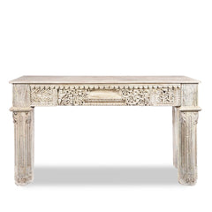Antique Indian Hand Carved Solid Wood Console Table 04