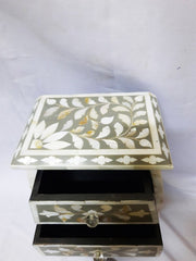 Real Bone Inlay Designer Luxury Storage Box 4 Drawers Floral