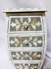 Real Bone Inlay Designer Luxury Storage Box 4 Drawers Floral