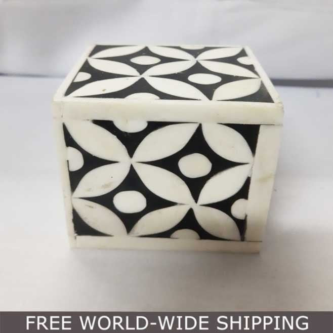 Real Bone Inlay Designer Square Paper Weight Black