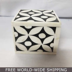 Real Bone Inlay Designer Square Paper Weight Black