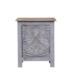 Dynasty Hand Carved Indian Reclaimed Wood Side Lamp Table