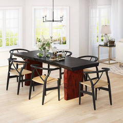 Eldora Two Tone Solid Wood Live Edge Single Slab Dining Table