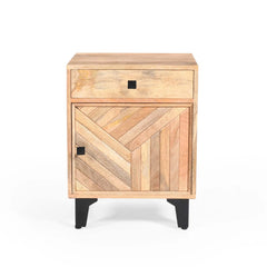 Indian Hand Carved  2-Drawer Solid Wood Bedside Table 49
