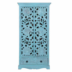 Kalah Solid Mango Wood Indian Hand Carved Wardrobe C5