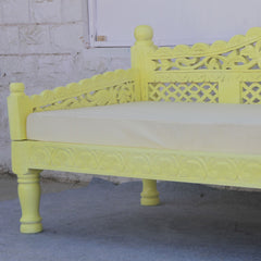 Mughal Garden Hand Carved Balinese Daybed Yellow L