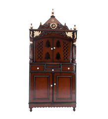 Large Sized Handmade Solid Wood Home Temple In Brown