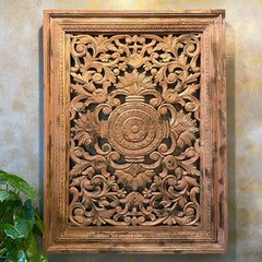 Hand Carved Solid Wood Carvings Wall Hanging Panel 07