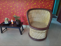 Handmade Hand Woven Natural Armrest Bamboo Mudha Chairs