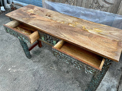 Indian Hand Carved Solid Wood Carved Console Table