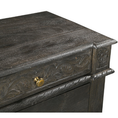 Hand Carved Solid Wood Bedsides Table Gray 64