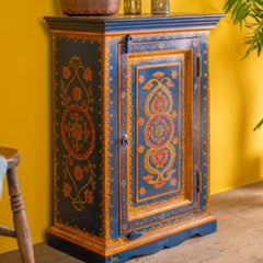 Mughal Hand Painted Multicolored Wooden Side Table