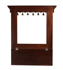 Stylish Brown Teak Wood Wall Mounted Mandir Without Door Home Temple In Brown