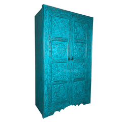 Indian Hand Carved Solid Wooden Cupboard Wardrobe D45