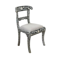 Maaya Bone Inlay Seating Chair White Black Floral Pattern Chair 10