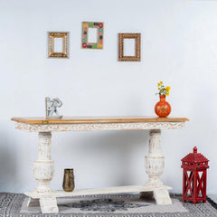 French Provincial Style Pillar Console Table White