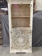 Dynasty Hand Carved Indian Solid Wood Cabinet With Carved Doors