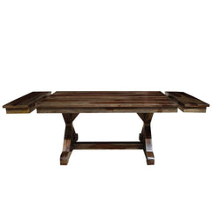 Indian Solid Wood Extendable Farmhouse Dining Table Chocolate