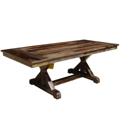 Indian Solid Wood Extendable Farmhouse Dining Table Chocolate