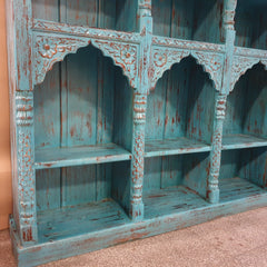 Antique Indian Hand Carved Wooden Bookshelf 169x39x196cm Blue