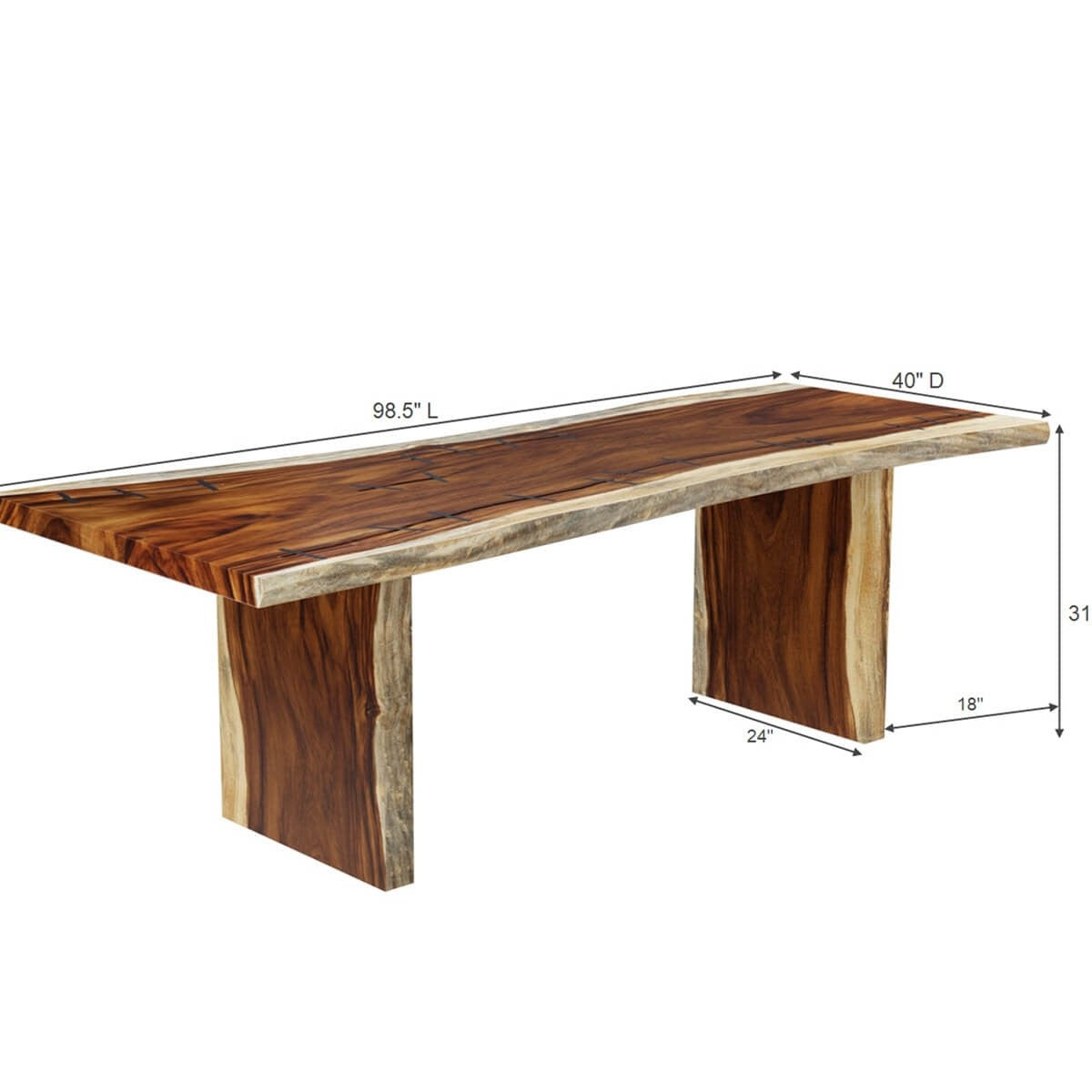 Ireton Solid Wood Live Edge Large Dining Table