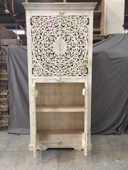 Dynasty Hand Carved Indian Solid Wood Cabinet With Carved Doors