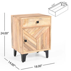 Indian Hand Carved  2-Drawer Solid Wood Bedside Table 49