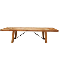 Rustic Solid Wood Extendable Dining Room Table Natural