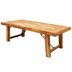 Rustic Solid Wood Extendable Dining Room Table Natural