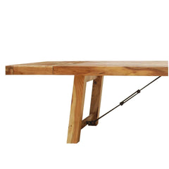 Rustic Solid Wood Extendable Dining Room Table Natural