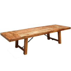 Rustic Solid Wood Extendable Dining Room Table Natural