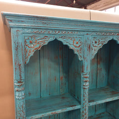 Antique Indian Hand Carved Wooden Bookshelf 169x39x196cm Blue