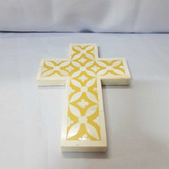 Real Bone Inlay Wall Decor Cross Yellow