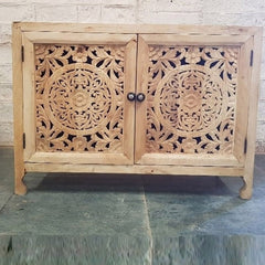 Dynasty Hand Carved Indian Solid Wood Buffet Cabinet Sideboard