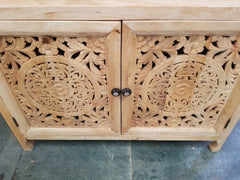 Dynasty Hand Carved Indian Solid Wood Buffet Cabinet Sideboard